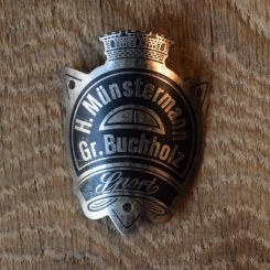 Steuerkopfschild H. Münstermann Gr. Buchholz, 30-50er Jahre, Originalschild aus Sammlungsbestand 