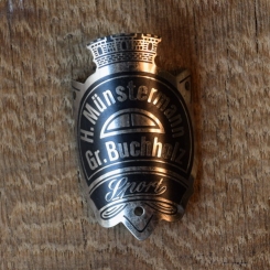 Steuerkopfschild H. Münstermann Gr. Buchholz, 30-50er Jahre, Originalschild aus Sammlungsbestand 