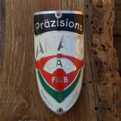 Steuerkopfschild  AMATO, silber, Berlin, 30-50er Jahre, Originalschild aus Sammlungsbestand 