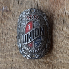 Steuerkopfschild Union, Gussschild 30-50er Jahre, Originalschild aus Sammlungsbestand 