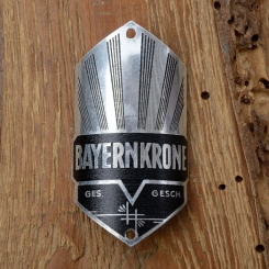 Steuerkopfschild BAYERNKRONE, 30-50er Jahre, Originalschild aus Sammlungsbestand 