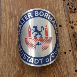 Steuerkopfschild WALTER BORMANN, Neustadt, 30-50er Jahre, Originalschild aus Sammlungsbestand 