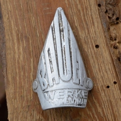 Steuerkopfschild BAUER, Klein Auheim, orig. 30er Jahre, rares, dickes Aluschild aus Sammlungsbestand 