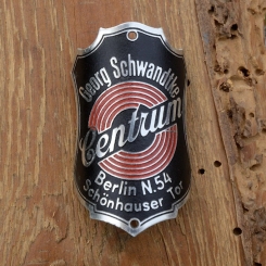 Steuerkopfschild CENTRUM, Berlin, 30-50er Jahre, Originalschild aus Sammlungsbestand 