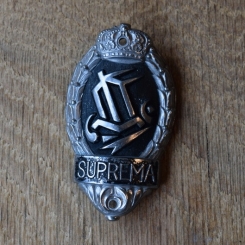 Steuerkopfschild Suprema Gussschild, 30er Jahre, Originalschild aus Sammlungsbestand 