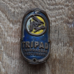 Steuerkopfschild Tripad Paderborn, 50er Jahre, Originalschild aus Sammlungsbestand 