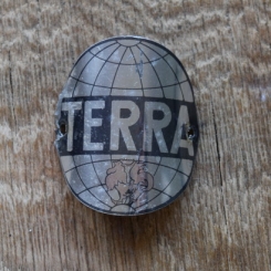 Steuerkopfschild Terra (Hahn in Backnang), 50er Jahre, Originalschild aus Sammlungsbestand 