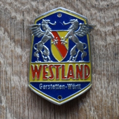 Steuerkopfschild Westland, 50er Jahre, Originalschild aus Sammlungsbestand 