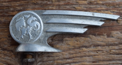 Schutzblechfigur HAHN BACKNANG, Alu Druckguss, orig. Altbestand 50er Jahre, Zustand siehe Bild 