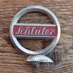 Schutzblechfigur SCHLÜTER, Alu Druckguss, orig. Altbestand 30-50er Jahre, Zustand siehe Bild 