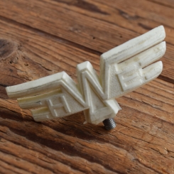 Schutzblechfigur "HWE" HEIDEMANN-WERKE EINBECK, Kunststoff, orig. Altbestand 60er Jahre 