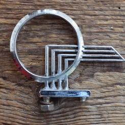 Schutzblechfigur W. SCHLOTE (ein Bolzen ab), Zinkdruckguss verchromt, orig. Altbestand, Zustand siehe Bild 