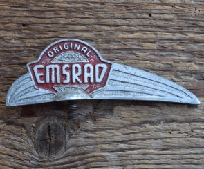 Schutzblechfigur EMSRAD, Alu Druckguss, orig. Altbestand 50er Jahre, Zustand siehe Bild 