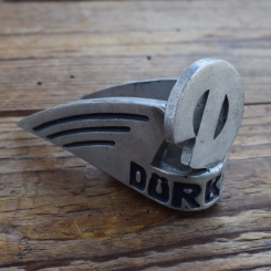 Schutzblechfigur DÜRKOPP, Alu Druckguss, orig. Altbestand 50er Jahre, Zustand siehe Bild 