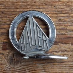 Schutzblechfigur BAUER, Plastik verchromt, orig. Altbestand 60er Jahre, Zustand siehe Bild 