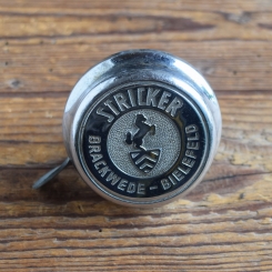 Fahrrad/Moped Klingel Deckel "STRICKER BRACKWEDE - BIELEFELD", orig. 50er Jahre, verchromt 