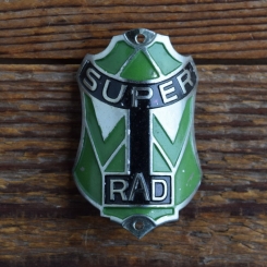 Steuerkopfschild SUPER RAD, 50er Jahre, Originalschild aus Sammlungsbestand 