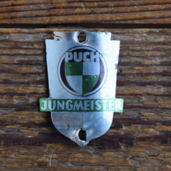 Steuerkopfschild PUCH JUNGMEISTER, 70er Jahre, Originalschild aus Sammlungsbestand 