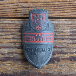 Steuerkopfschild HWE HEIDEMANN-WERKE EINBECK, 50er Jahre, Originalschild aus Sammlungsbestand 