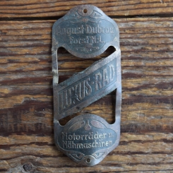 Steuerkopfschild LUXUS-RAD, 20-30er Jahre, Originalschild aus Sammlungsbestand 
