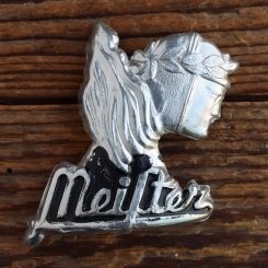 Schutzblechwappen für hinten MEISTER, 50er Jahre, Originalschild aus Sammlungsbestand 