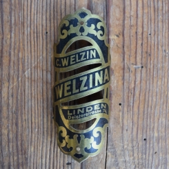 Steuerkopfschild WELZINA, 20er Jahre, Originalschild aus Sammlungsbestand 