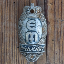 Steuerkopfschild EM ERICH MÖLLER, 50er Jahre, Originalschild aus Sammlungsbestand 