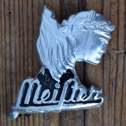 Schutzblechwappen für hinten MEISTER, 50er Jahre, Originalwappen aus Sammlungsbestand  