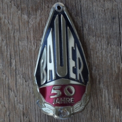Steuerkopfschild BAUER, 50er Jahre, Originalschild aus Sammlungsbestand 