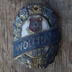 Steuerkopfschild WOLFRAM, 50er Jahre, Originalschild aus Sammlungsbestand 