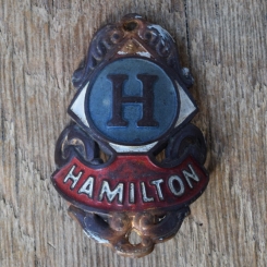 Steuerkopfschild HAMILTON, 50er Jahre, Originalschild aus Sammlungsbestand 