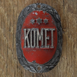 Steuerkopfschild KOMET, 50er Jahre, Originalschild aus Sammlungsbestand 