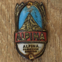 Steuerkopfschild ALPINA, 50er Jahre, Originalschild aus Sammlungsbestand 