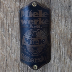 Steuerkopfschild MIELE-WERKE, 50er Jahre, Originalschild aus Sammlungsbestand 