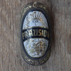 Steuerkopfschild PRÄZISION, 50er Jahre, Originalschild aus Sammlungsbestand 