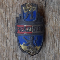 Steuerkopfschild PRÄZISION, 50er Jahre, Originalschild aus Sammlungsbestand 