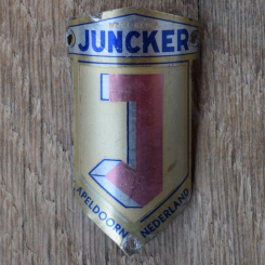 Steuerkopfschild JUNCKER, 60er Jahre, Originalschild aus Sammlungsbestand 