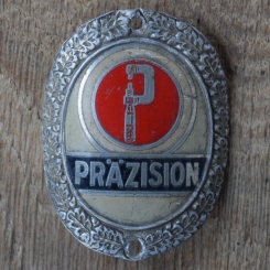Steuerkopfschild PRÄZISION, 50er Jahre, Originalschild aus Sammlungsbestand 