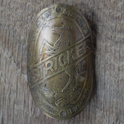 Steuerkopfschild STRICKER, 30er Jahre, Originalschild aus Sammlungsbestand 