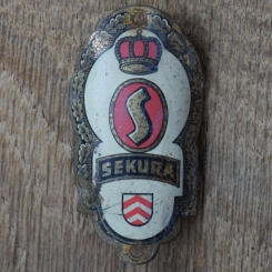 Steuerkopfschild SEKURA, 60er Jahre, Originalschild aus Sammlungsbestand 