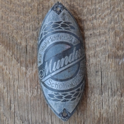 Steuerkopfschild MUNDUS, 30er Jahre, Originalschild aus Sammlungsbestand 