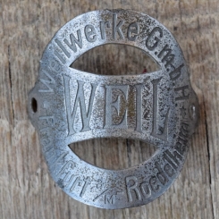 Steuerkopfschild WEIL - WEILWERKE G.m.b.H., 10er Jahre, Originalschild aus Sammlungsbestand 