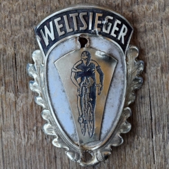 Steuerkopfschild WELTSIEGER, 50er Jahre, Originalschild aus Sammlungsbestand 