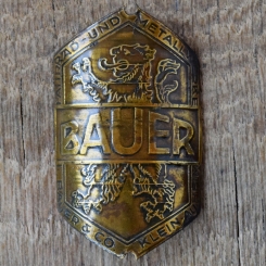 Steuerkopfschild BAUER, 30er Jahre, Originalschild aus Sammlungsbestand 