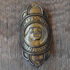 Steuerkopfschild LEOPARD FAHRRÄDER, 50er Jahre, Originalschild aus Sammlungsbestand 