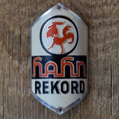 Steuerkopfschild HAHN REKORD, 50er Jahre, Originalschild aus Sammlungsbestand 