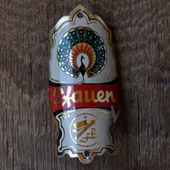 Steuerkopfschild PFAUEN, 50er Jahre, Originalschild aus Sammlungsbestand 