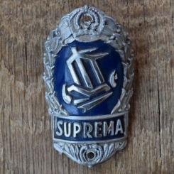 Steuerkopfschild SUPREMA, 50er Jahre, Originalschild aus Sammlungsbestand 