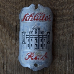 Steuerkopfschild SCHLÜTER, 50er Jahre, Originalschild aus Sammlungsbestand 