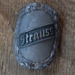 Steuerkopfschild STRAUSS, 50er Jahre, Originalschild aus Sammlungsbestand 